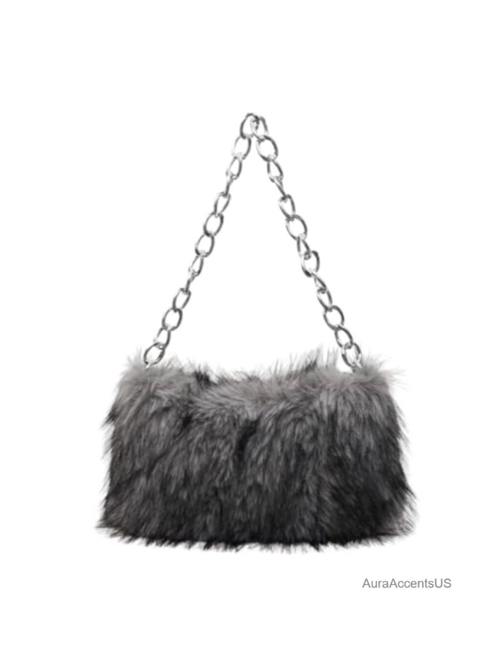 Faux Fur Shoulder Bag Women Tote Fluffy Plush Chain Furry Satchel Purse